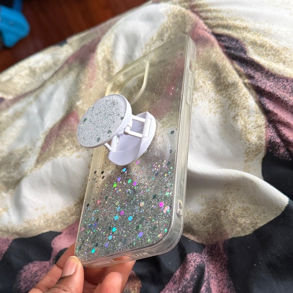 Other - Glitter Phone Case with Stand - Silver